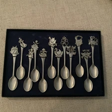 Rawcliffe Pewter 12 Days of Christmas Spoon Set 1981 W/ Box & Insert (RARE)