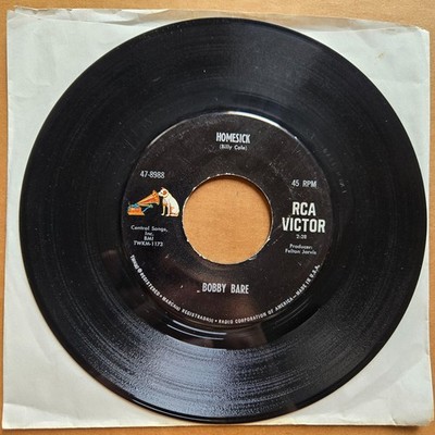 BOBBY BARE Homesick/Guess I'll Move On Down The Line 45 7'' Record Vinyl