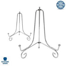 2 Pack Silver Display Stands for 6-Inch Items - Durable Metal Photo & Plate H...