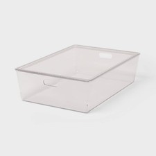 26L Stacking Clear Bin w/ Lid: Plastic, Stackable, Universal Storage