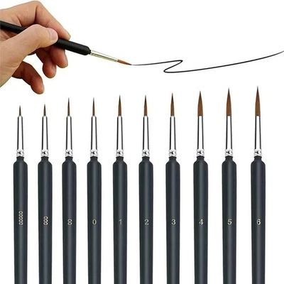Pinselset 10 teilig fein Modellbau Acryl Hobby Malpinsel Malen nach Zahlen - Bild 1 von 4