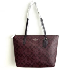 NWT Coach City Zip Top Tote Bag Signature Canvas 4455 Oxblood