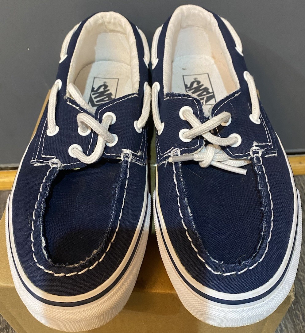 Vans Unisex Navy Boat Shoes Loafers Size 7M Womens 8.5 Slip-Ons-image