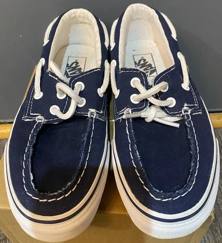 Scarpe da barca Vans unisex mocassini blu navy taglia 7 0 M donna 8 5 slip on in pizzo