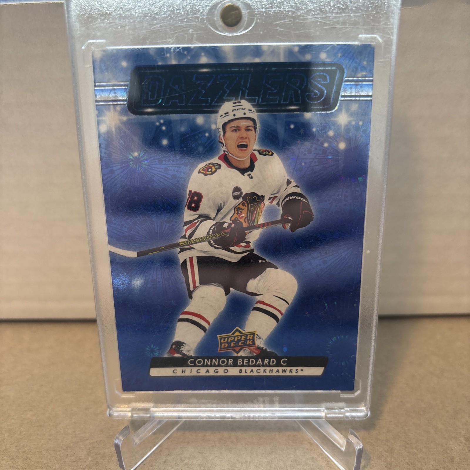 2023-24 Upper Deck Series 2 Hockey Connor Bedard Blue Dazzlers # DZ-79 RC Rookie