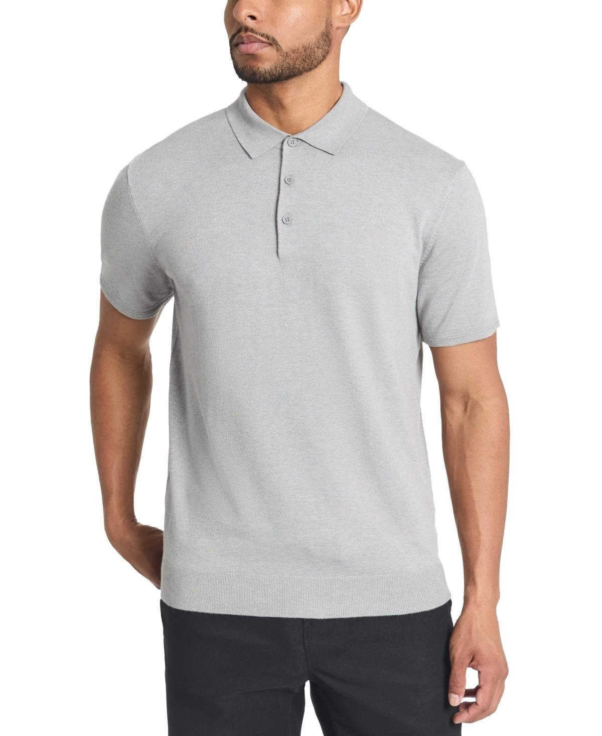 Kennth Cole Mens Polo Shirt Grey 2XL Slim-Fit 4-Way Stretch Sweater-Knit 5190₽