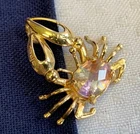 14K Yellow Gold Crab Pendant 1.47g Fine Jewelry Multicolor Stone Charm *READ*