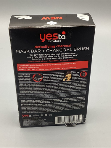 2pc Yes To Tomatoes Detoxifying Charcoal Mask Bar & Brush Gift Set - Picture 4 of 4