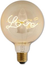 Lampadina Vintage Decorativa G125 5W, E27, Vetro Gold, Scritta Love, 2000K Luce 