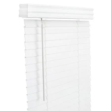 Living Accents FAX3460WH White Cordless Faux Wood 2 in. Mini-Blinds 34 x 60 in.