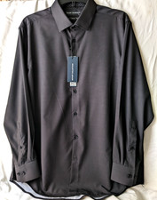 Dress Shirt Mens Report Collection Button Down Black 16.5/32 Long Sleeve NWT
