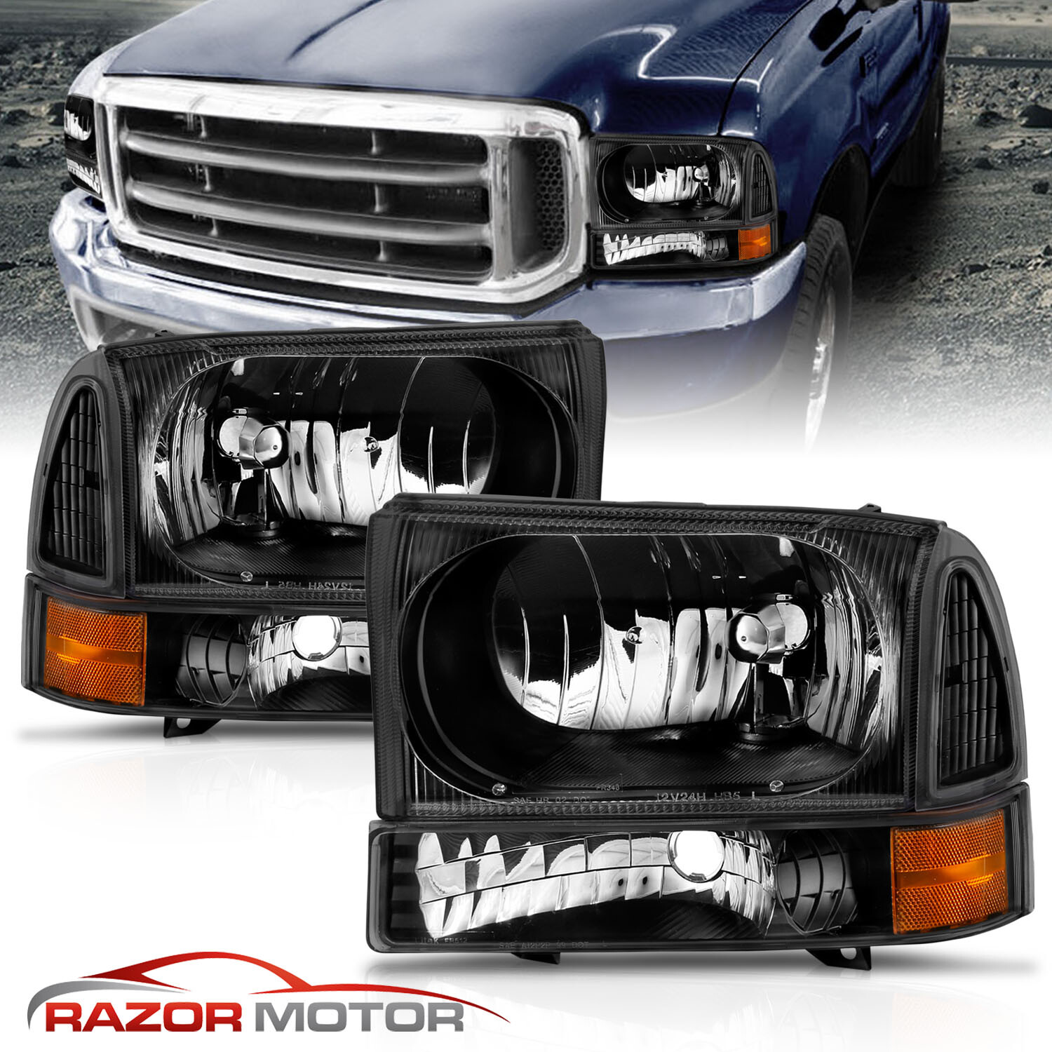 For 1999-2004 Ford F250 F350 F450 Super Duty Excursion Black OE 