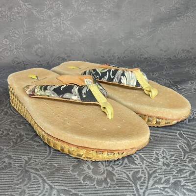 Volatile Wedge Flip Flop Sandals Floral Basket Platform Sandals