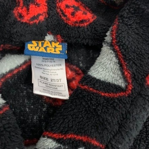 Star Wars Toddler Boys Fleece Bathrobe Darth Vader Print Black & Red Size 2T/3T - Picture 4 of 5