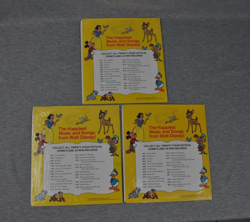 Disneyland Records Bambi Cenicienta Blancanieves 45 RPM Canción Disco 1975 Lote de 3 - Imagen 12 de 13