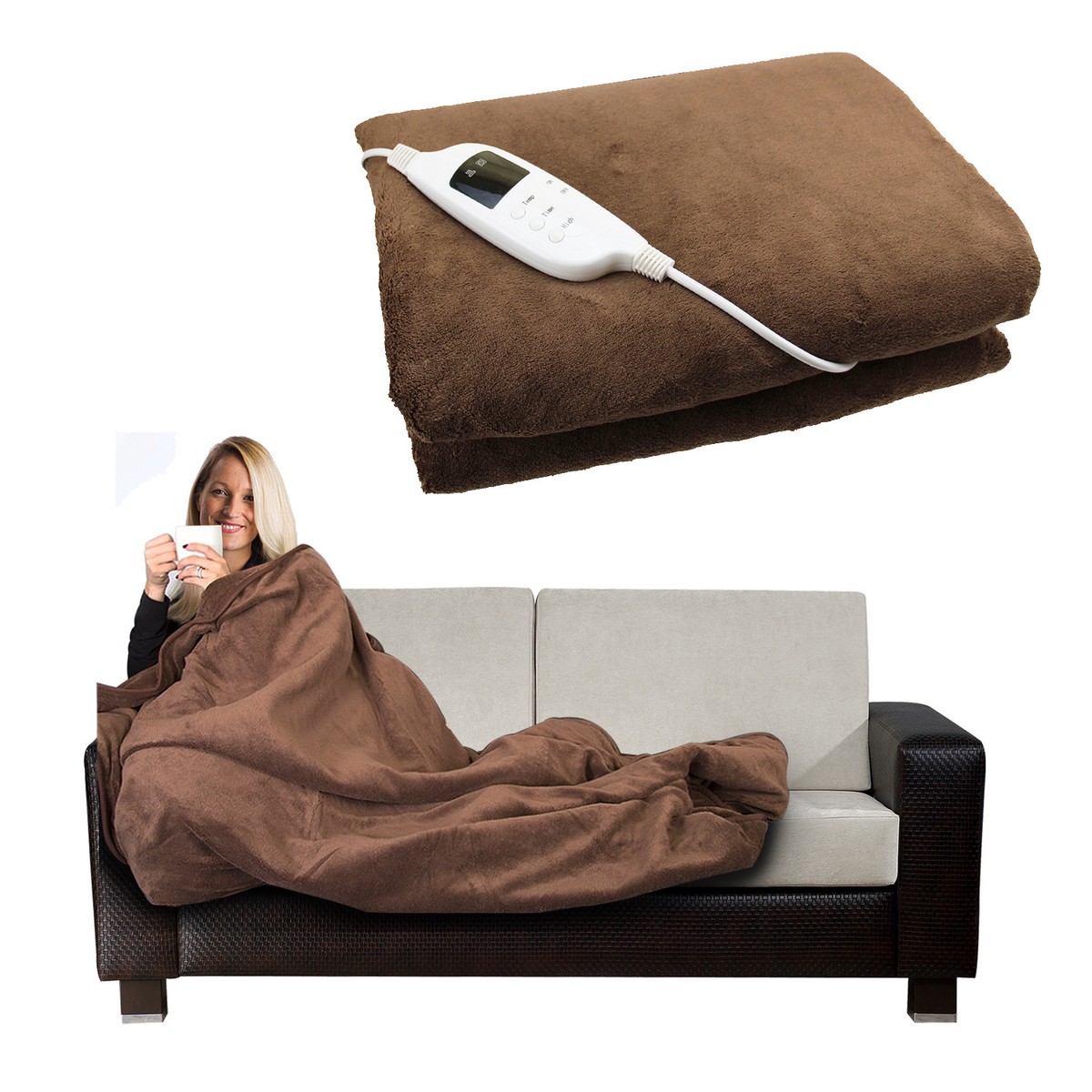 Electric Blanket Heated Over Throw Under Fleece Washable Glowmaster Bed  Mattress | eBay