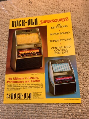 Original 1986 vintage ad 11-8 1/4   Rock Ola Super Sound 2 jukebox FLYER