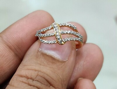 14k Yellow Gold Plated Round Cut Simulated Diamond Eternity Engagement Band Ring
