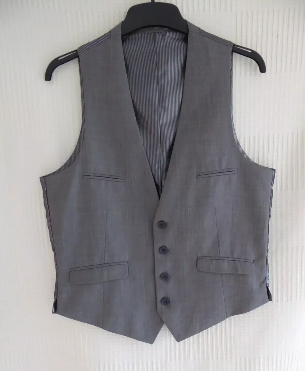Butler and Webb mens' grey marle satin button through waistcoat