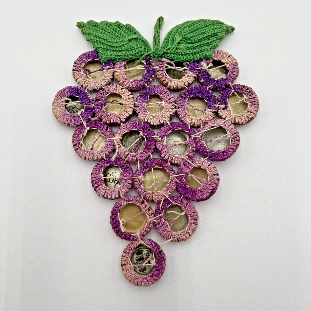 Vintage Purple Grape Cluster Hand Crocheted Bottle Cap Hot Pad