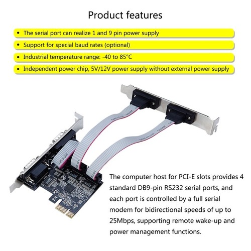 RS232 PCIExpress PCIe to 2 Serial DB9P Adapter Card DB25 Parallel AX99100 - Picture 7 of 7
