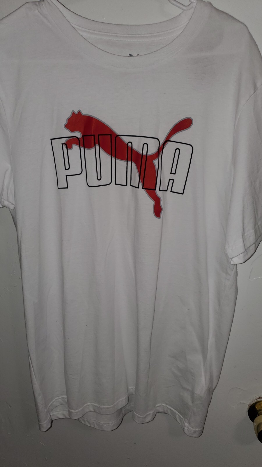 ALTRA T shirt da uomo collo Puma Crew manica corta bianco nero rosso logo M