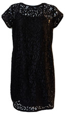 Ann Taylor Loft Navy Blue Lace Cocktail Shift Dress Navy S/Sleeve Size 2 Lined