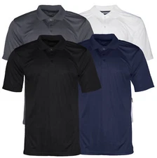Mens Polo Button Shirt Short Sleeve Dry-Fit Sports Tennis Comfortable Fit