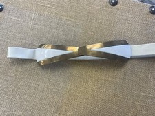 Vtg 80s Bonnie Boynton Cream Leather Belt Signed Metal Buckle Brass Bronze