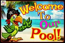 WORLDS GREATEST SIGNS! POOL SIGN 8"X12" ALL WEATHER METAL TIKI BAR HOT TUB DECOR