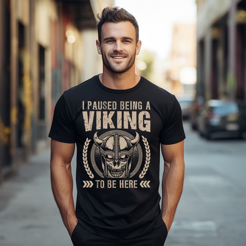 I Pause Being A Viking To Be Here - Camiseta Divertida Calavera Vikinga, 100% Algodón, Sin - Imagen 8 de 38