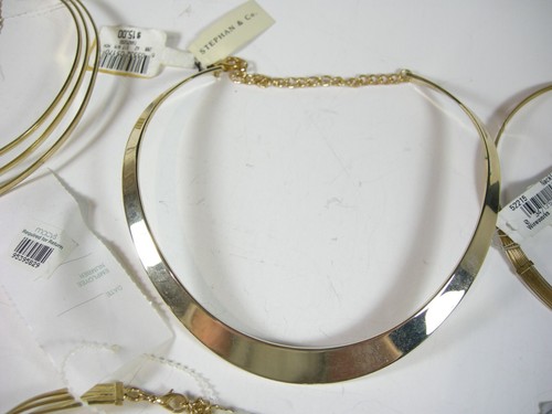 Lot of 6 Macys Assorted Choker Necklace Jewelry Gold Tone New With Original Tags - Picture 4 of 8