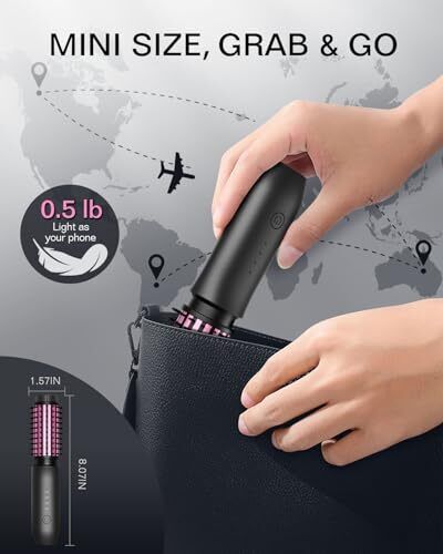 Cordless Hair Straightener Brush for Travel - Portable Straightening Brush, - Bild 5 von 8