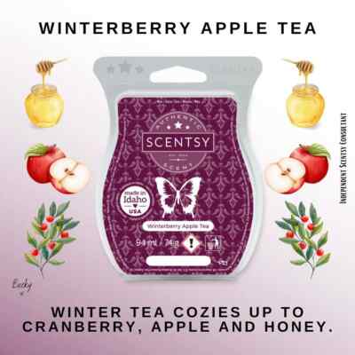 SCENTSY Bar WINTERBERRY APPLE TEA Wax Melt  8 Cube Fragrance  Warmer Pack 3.2oz