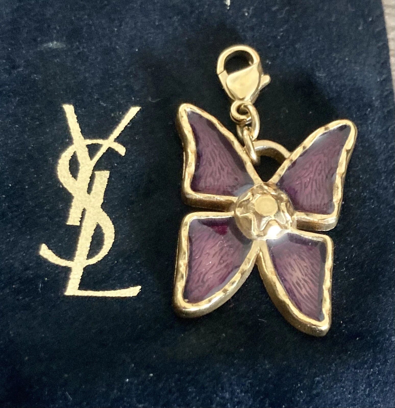 SAINT LAURENT (YSL) YSL PARIS PAPILLON EMALLE YVES SAINT LAURENT PENDENTIF Porte Clés Charms FRANCE