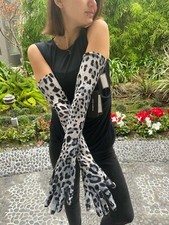 NWT DOLCE & GABBANA DG Blue/Grey Leopard Print Wool Long Gloves - Small $595