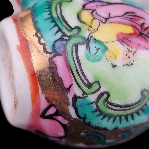 Antique Chinese Double-Sided Hand-Painted Porcelain Snuff Bottle w/ Jade Caps - Picture 20 of 22