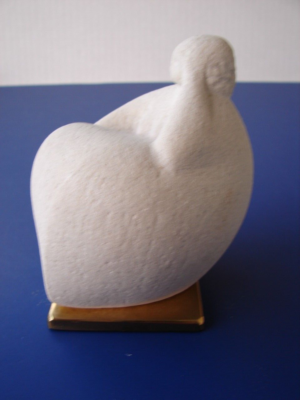 MARBELL Stone Art Belgium Sitting Girl Figurine Handmade Vintage