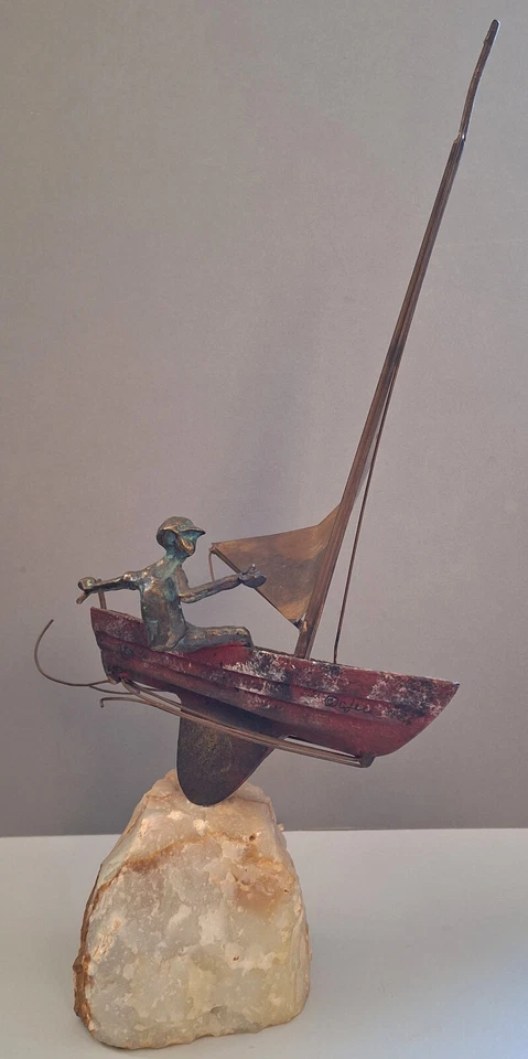 Velero Curtis Jere de bronce y latón vintage C Jere años 60 escultura casa artesanal Foto 2 de 4