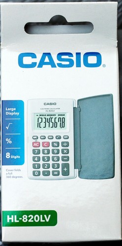 Casio POCKET Calculator HL-820LV-WE Large Display 8-Digit LCD WHITE HL-820 HL820 - Picture 2 of 2