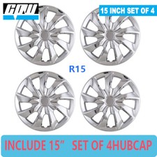 15 Chrome Set Of 4 Snap On Wheel Hub Caps Trim Rings Fit R15 Tire Steel Rim