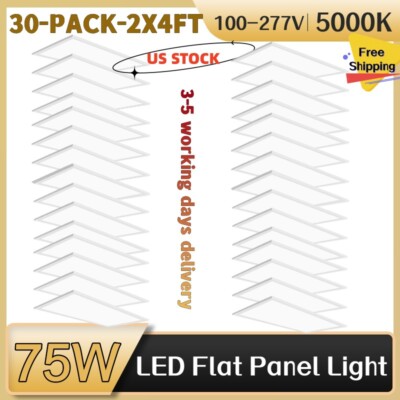 2x4FT LED Flat Panel Troffer Light,75W 5000K Recessed Back-Lit Drop Ceiling Lamp