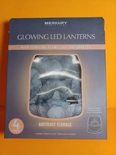 Glowing LED Lanterns With Floating Flameless LED Candles Luminaries Set of 4 NEW