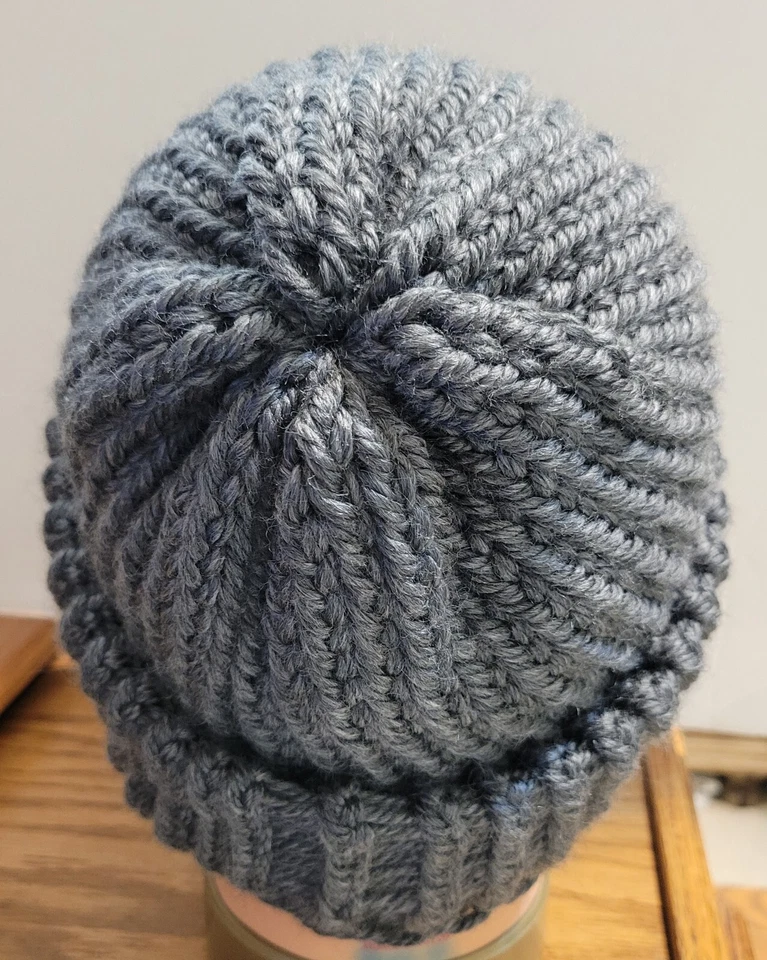 Gorro XL Gris Oscuro Mezcla Lana Extra Grueso/Cálido Suave Tejido a Mano 100% Hecho a Mano Foto 4 de 4