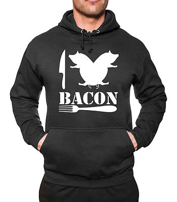 I Love Bacon Kapuzen-Sweatshirt Pulli Hoodie Kapu Speck Grill Grillmeister Neu