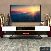 XL Large TV Stand for Up To 95 TVs - 2m Wide Natural Walnut Wood & Gloss White