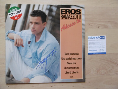 Eros Ramazotti original autograph signed LP cover ''Adesso Tu'' vinyl ACOA