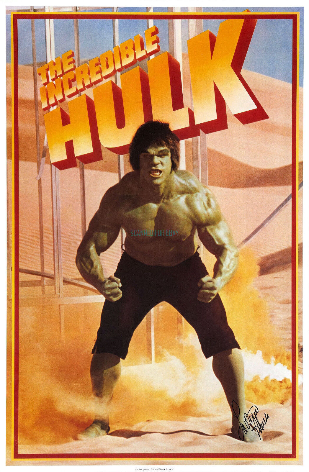 THE INCREDIBLE HULK LOU FERRIGNO ROARING GREEN IN TIMES SQUARE NEW YORK  POSTER