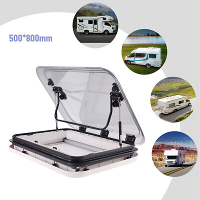 800mmx500mm RV Roof Window Hatch Caravan Trailer Skylight Vent Hatch w/ Light US