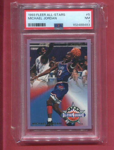 MICHAEL JORDAN CHICAGO BULLS 1993 FLEER BASKETBALL ALL-STARS #5 NBA PSA 7 NM